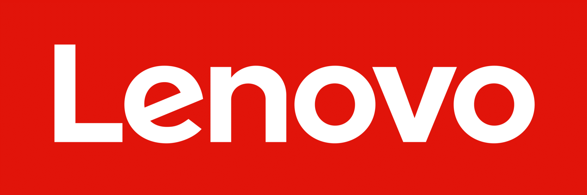 Lenovo logo in white text on a red background.