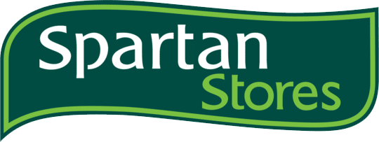 Spartan Stores logo in green and white with a curved design.